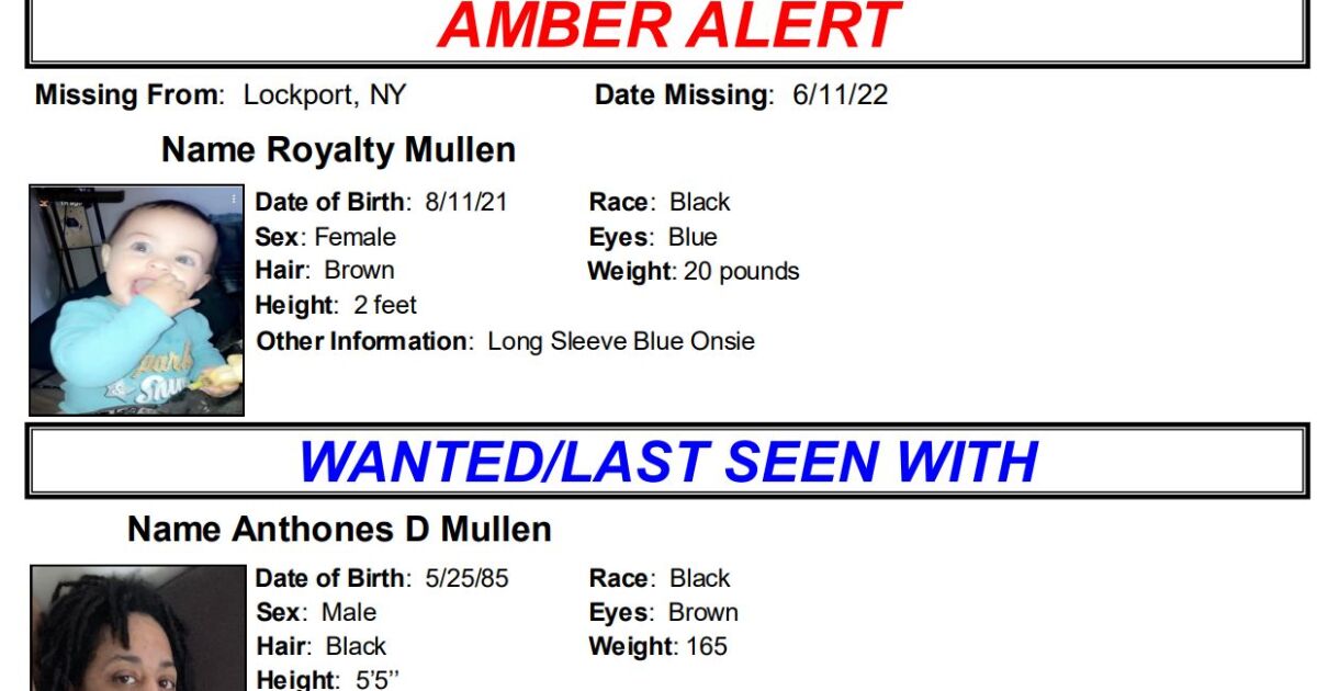 You are currently viewing Amber Alert for missing infant from Niagara County has been canceled.