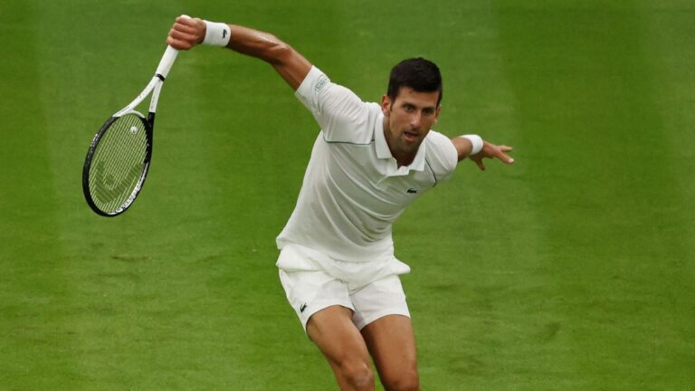 Read more about the article Novak Djokovic overcomes 2nd-set stumble to win Wimbledon opener