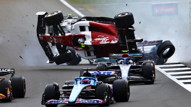 Read more about the article Carlos Sainz secures first F1 victory in British Grand Prix after Zhou Guanyu survives dramatic crash