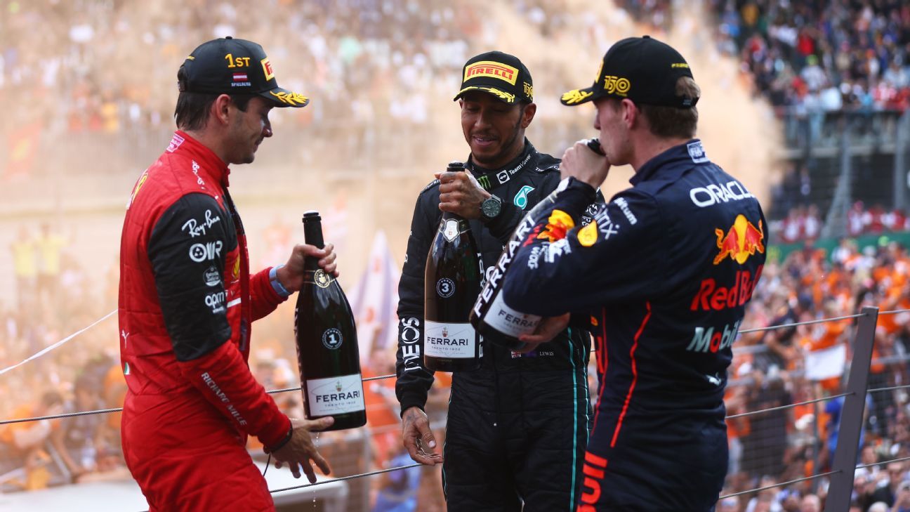 You are currently viewing Charles Leclerc, Max Verstappen and Lewis Hamilton given suspended fines for parc ferme breach at Austrian GP