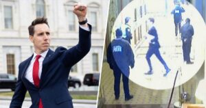 Read more about the article Josh Hawley seen fleeing pro-Trump mob he ‘riled up’ with fist salute in newly released Jan. 6 footage