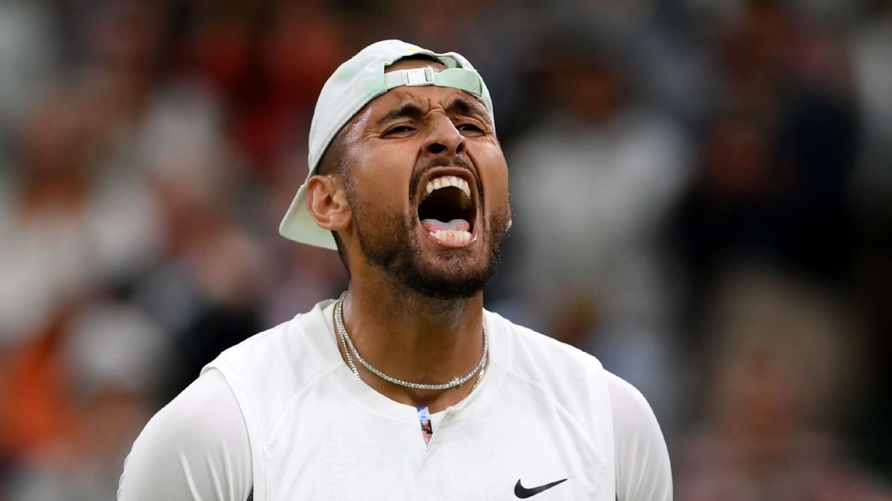 You are currently viewing Nick Kyrgios topples No. 4 seed Stefanos Tsitsipas in wild, outburst-filled Wimbledon match