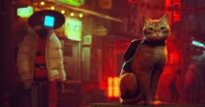 Read more about the article Stray review: improving adventure games by turning you into a cat