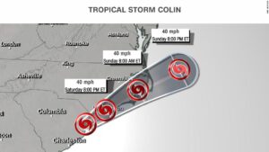 Read more about the article Tropical Storm Colin dissipates over eastern North Carolina