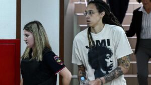 Read more about the article WNBA star Brittney Griner appears in Moscow-area court for trial on cannabis possession charges