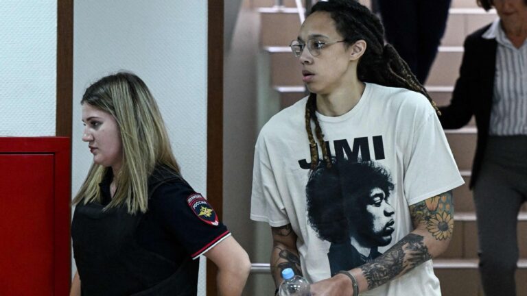 Read more about the article WNBA star Brittney Griner appears in Moscow-area court for trial on cannabis possession charges